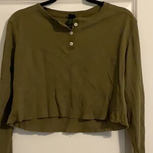 Wild Fable long sleeve crop waffle knit top size medium